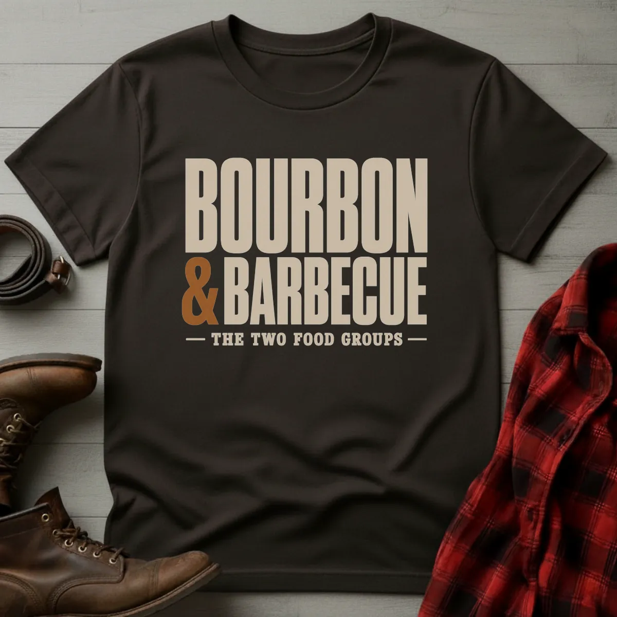 Bourbon & Barbecue Typography T-Shirt
