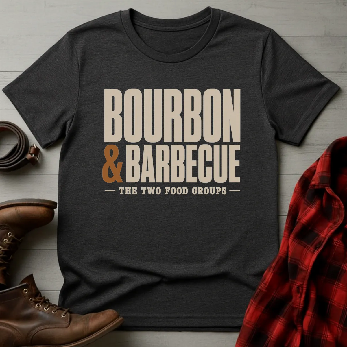 Bourbon & Barbecue Typography T-Shirt