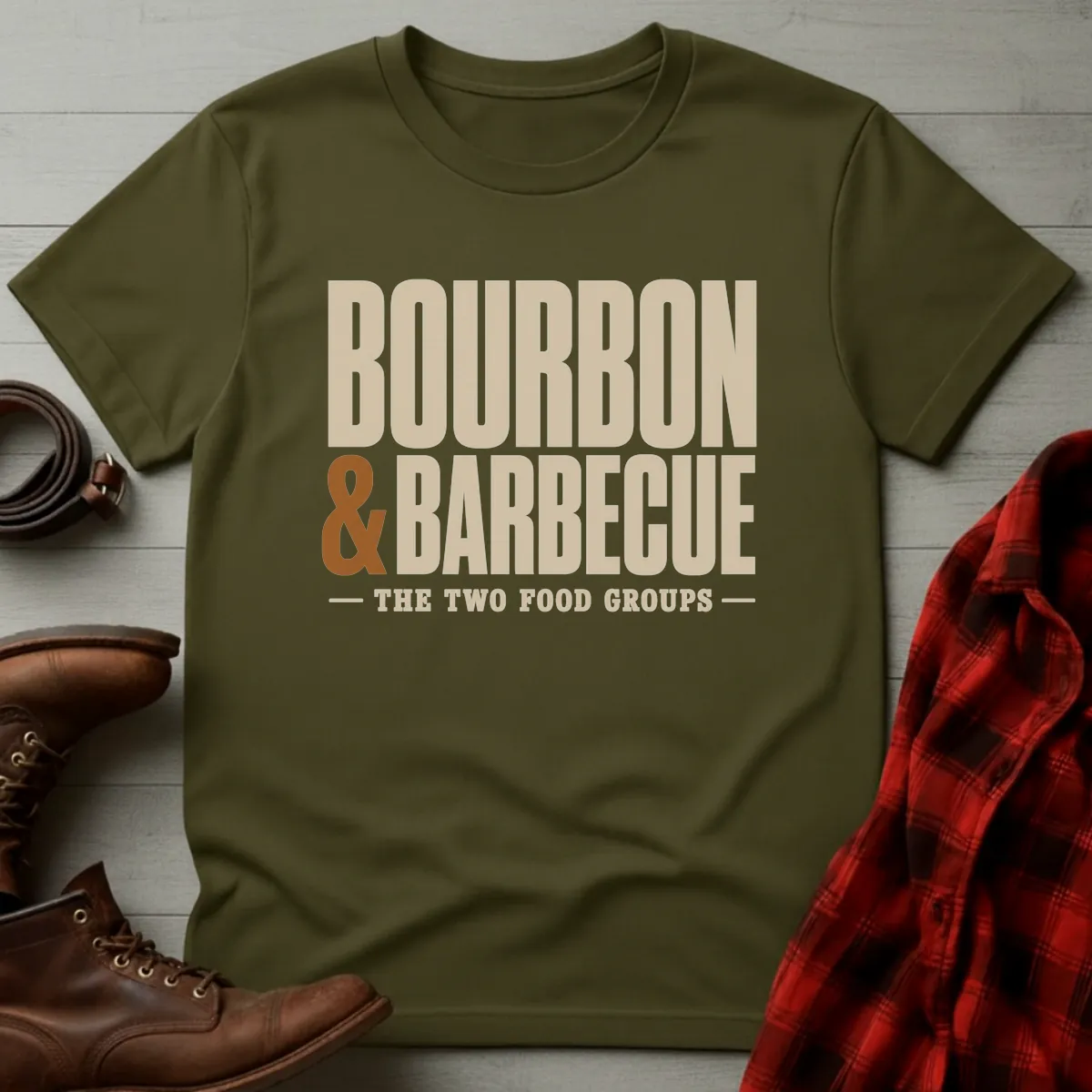 Bourbon & Barbecue Typography T-Shirt