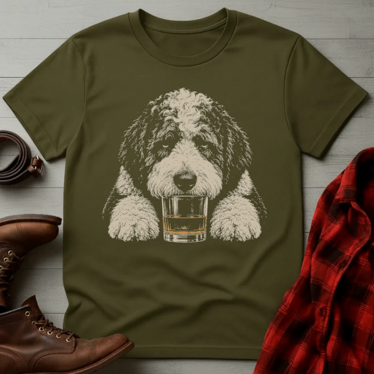 Whiskey Dog Sheepadoodle T-Shirt