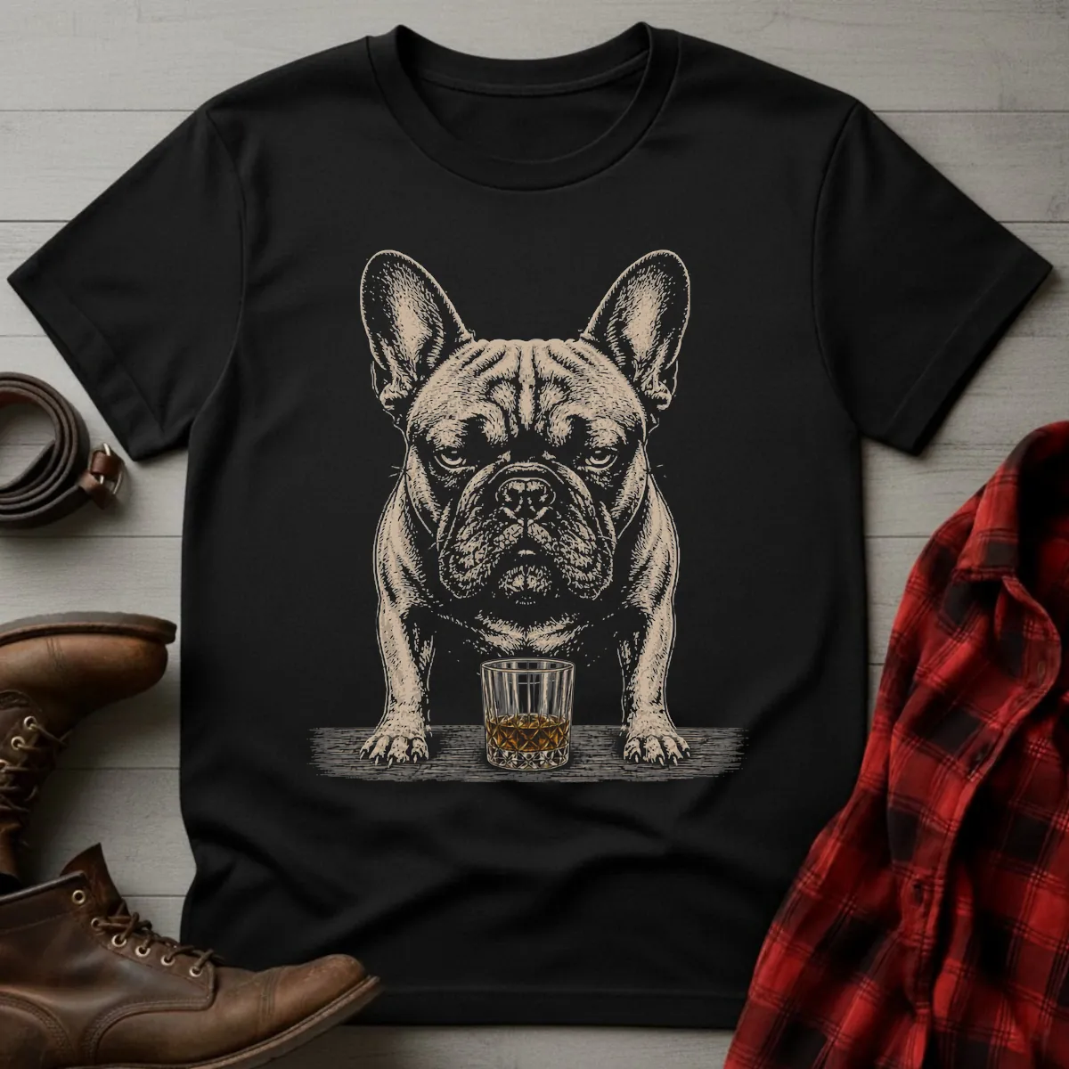 Whiskey Dog French Bulldog Standing T-Shirt