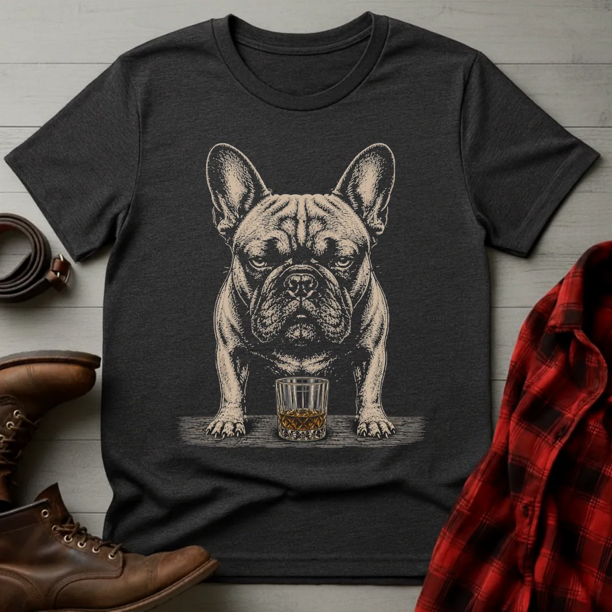 Whiskey Dog French Bulldog Standing T-Shirt