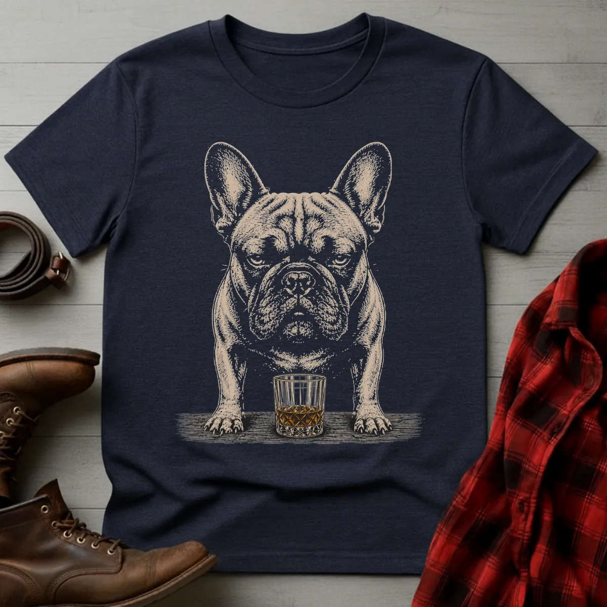 Whiskey Dog French Bulldog Standing T-Shirt