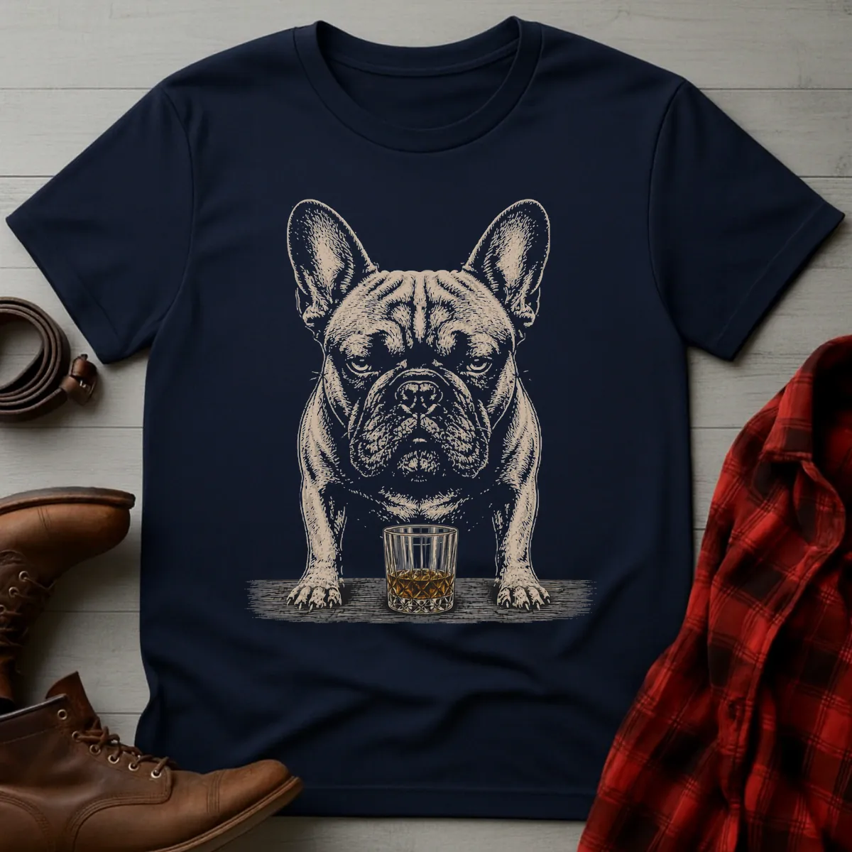 Whiskey Dog French Bulldog Standing T-Shirt