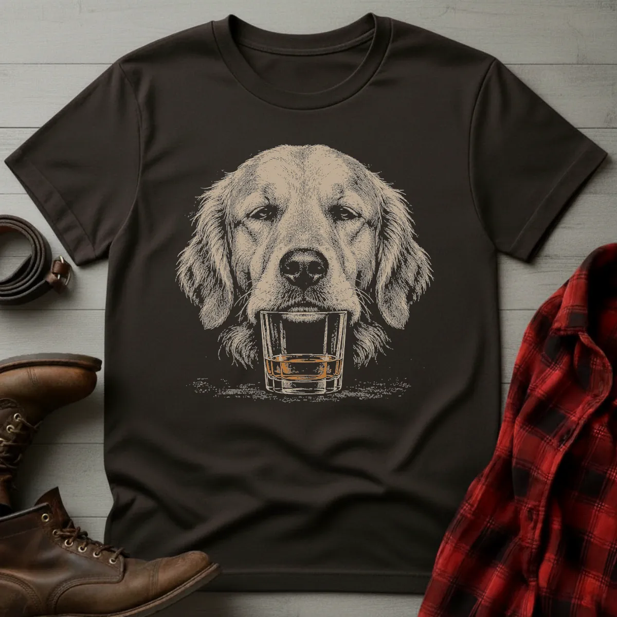 Whiskey Dog Golden Retriever No Paws T-Shirt
