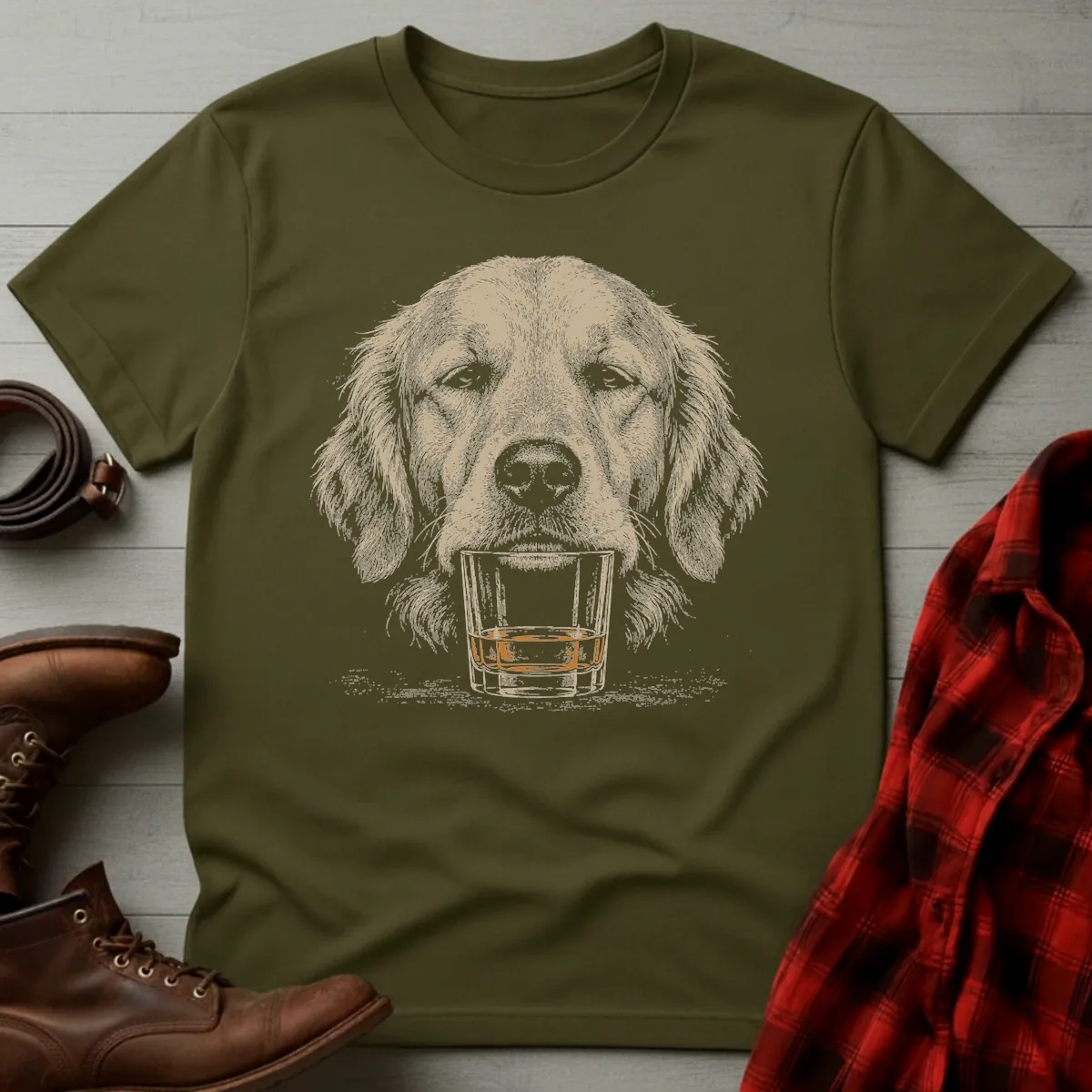 Whiskey Dog Golden Retriever No Paws T-Shirt