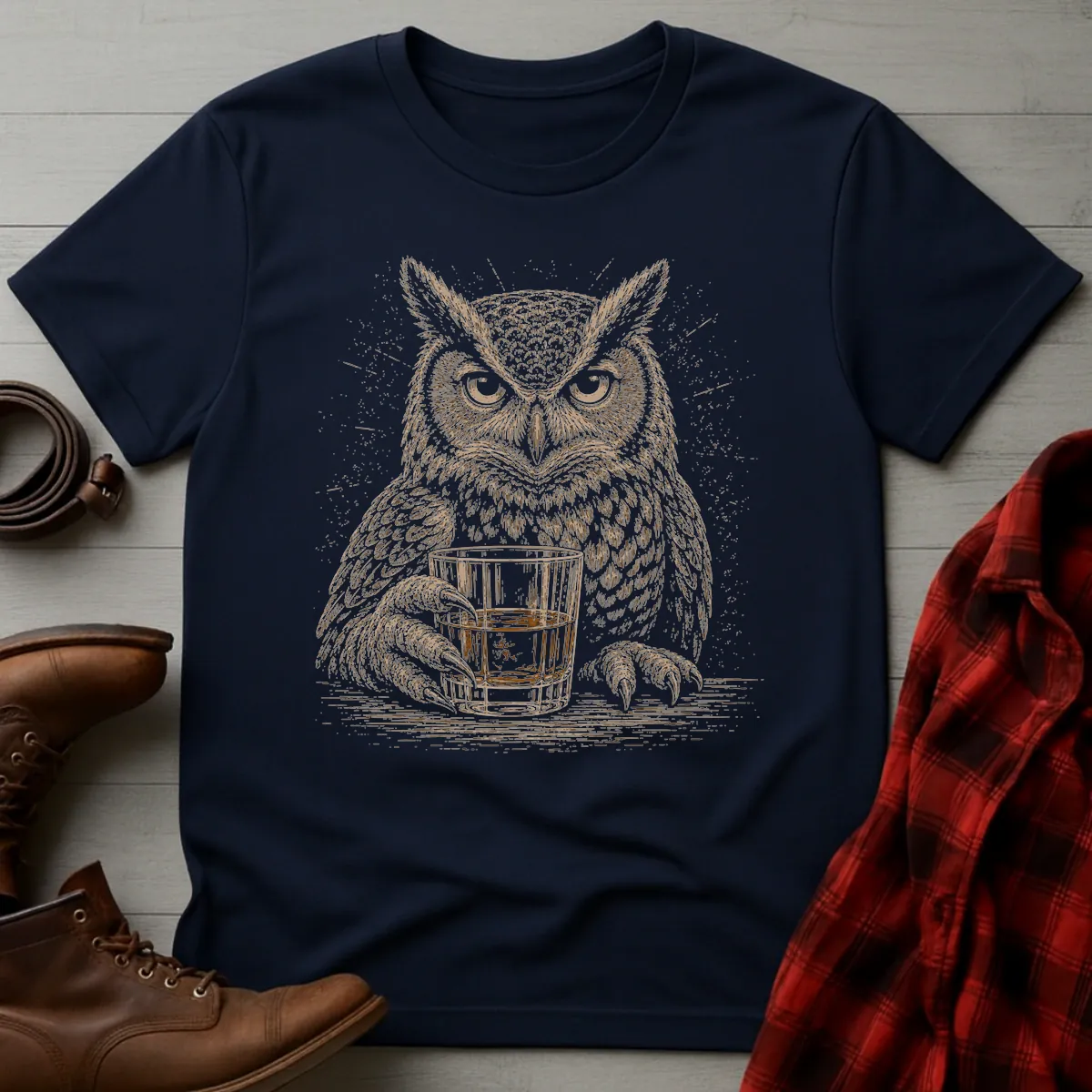 Great Horned Owl Whiskey Toast T-Shirt