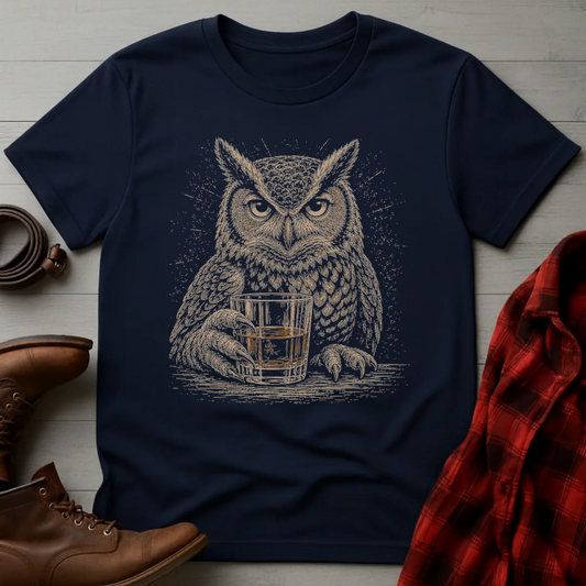 Great Horned Owl Whiskey Toast T-Shirt