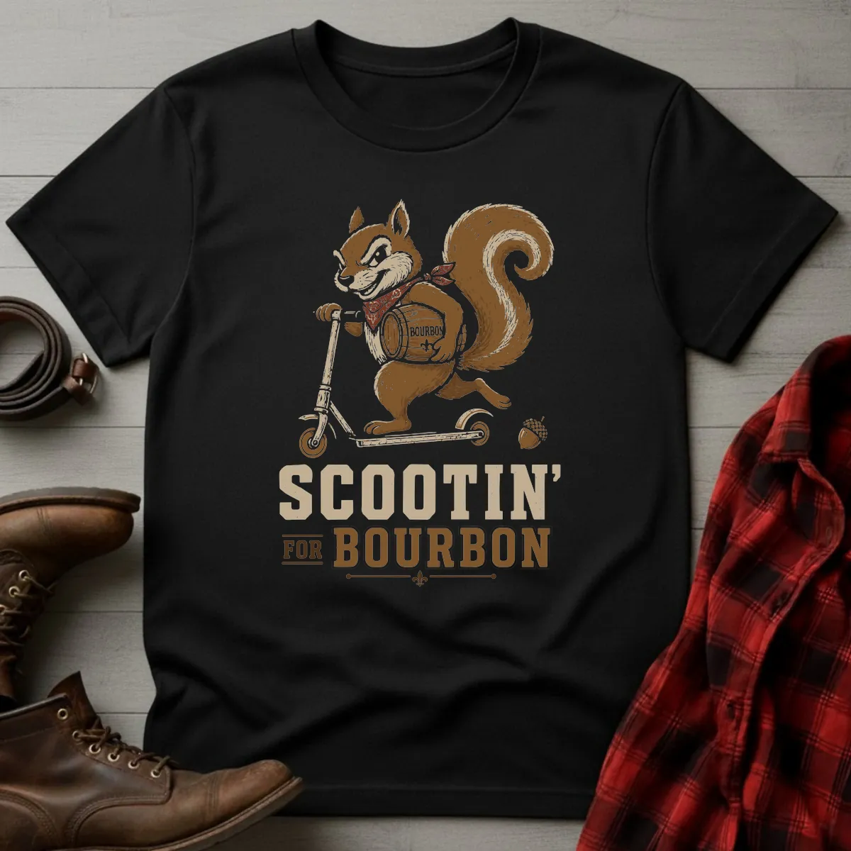 Scootin for Bourbon Squirrel T-Shirt