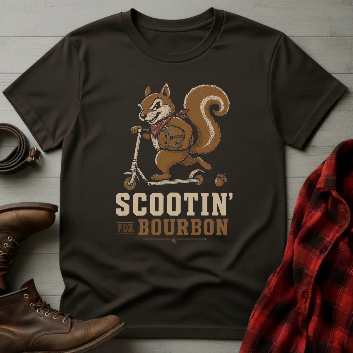 Scootin for Bourbon Squirrel T-Shirt