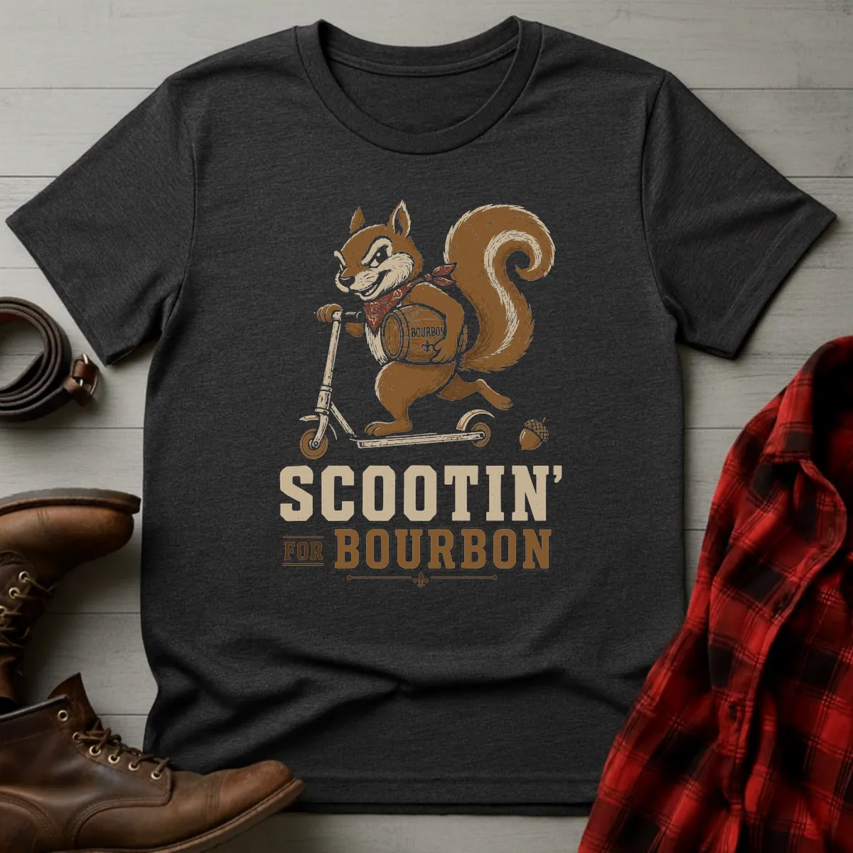 Scootin for Bourbon Squirrel T-Shirt