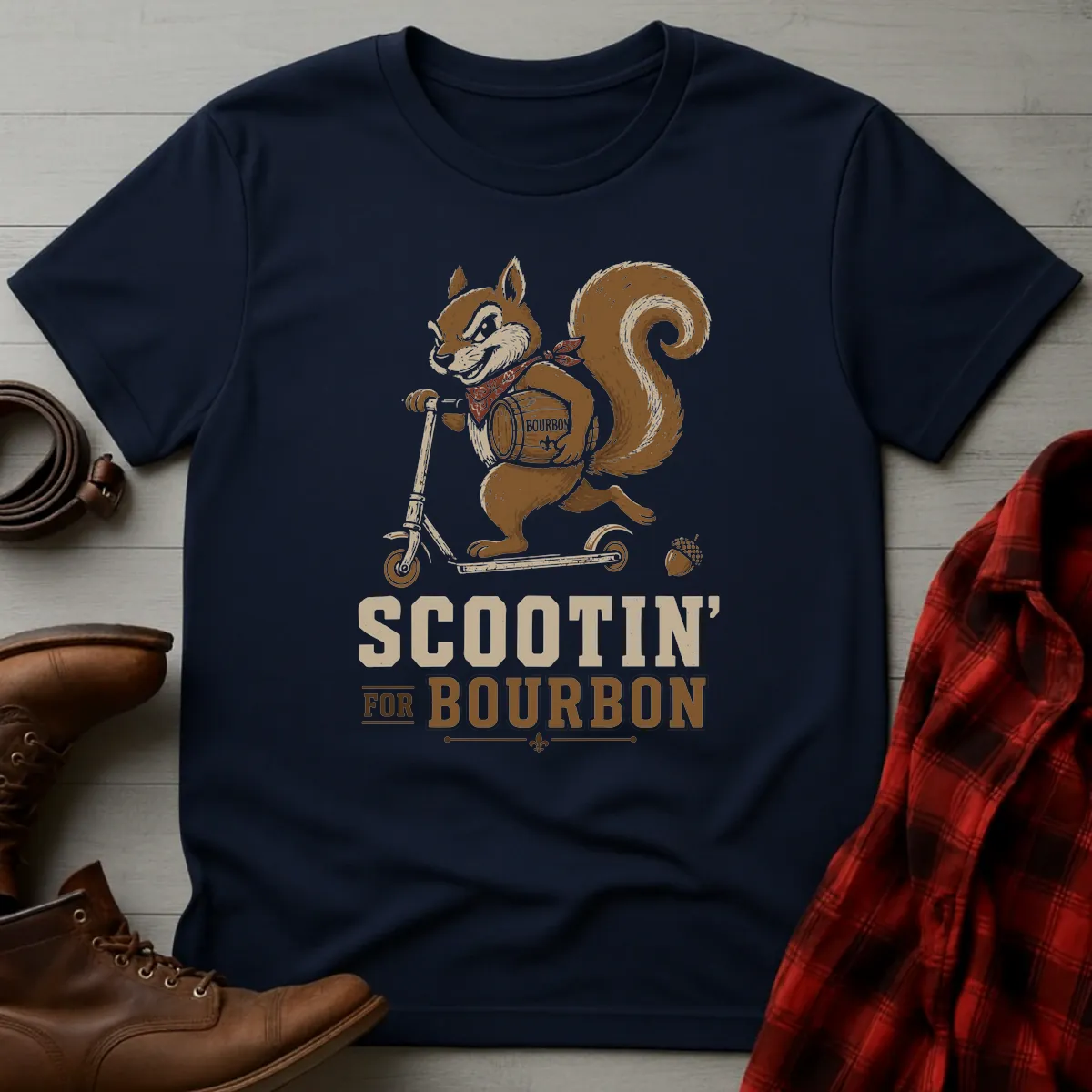 Scootin for Bourbon Squirrel T-Shirt