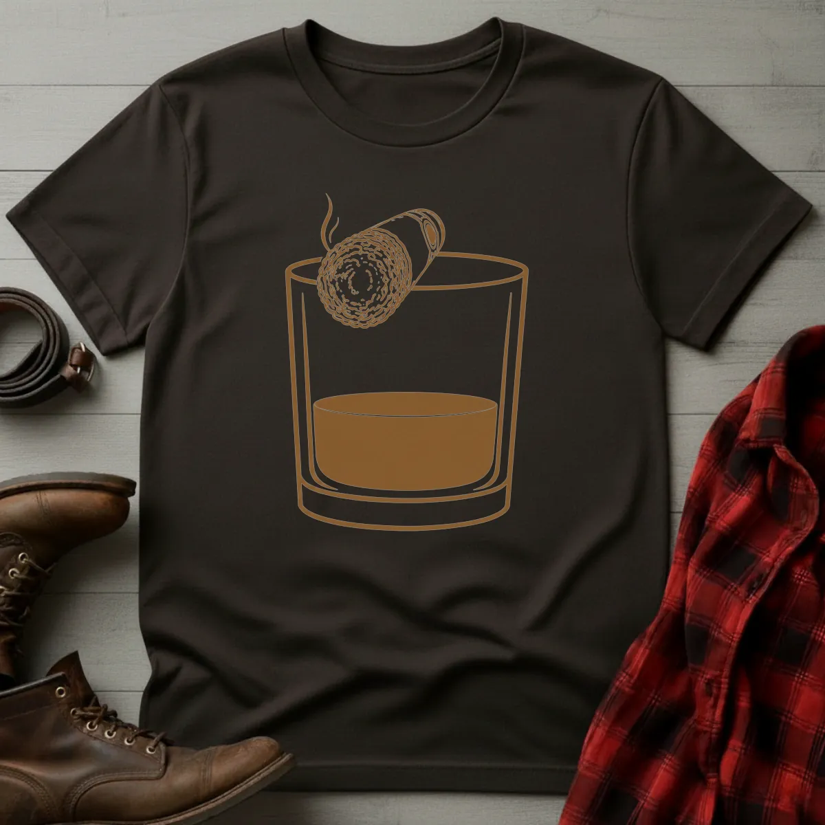 Whiskey Rocks Glass Resting Cigar T-Shirt