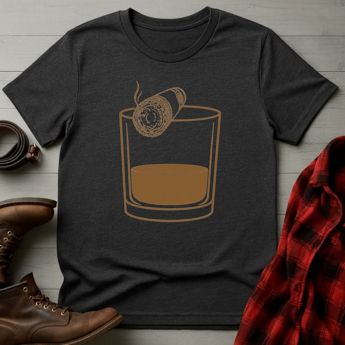 Whiskey Rocks Glass Resting Cigar T-Shirt