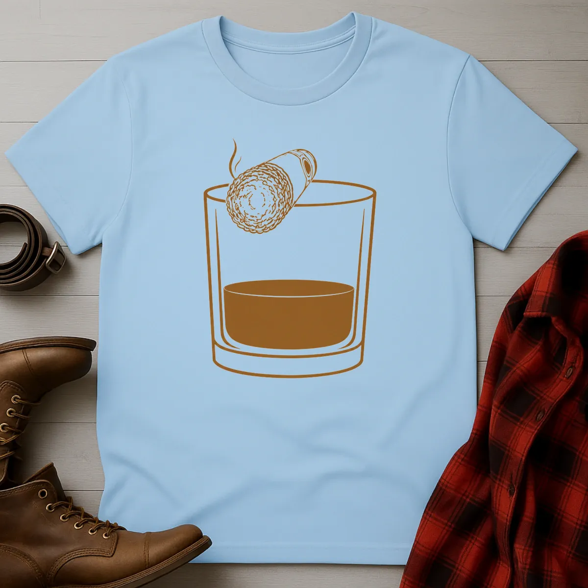 Whiskey Rocks Glass Resting Cigar T-Shirt