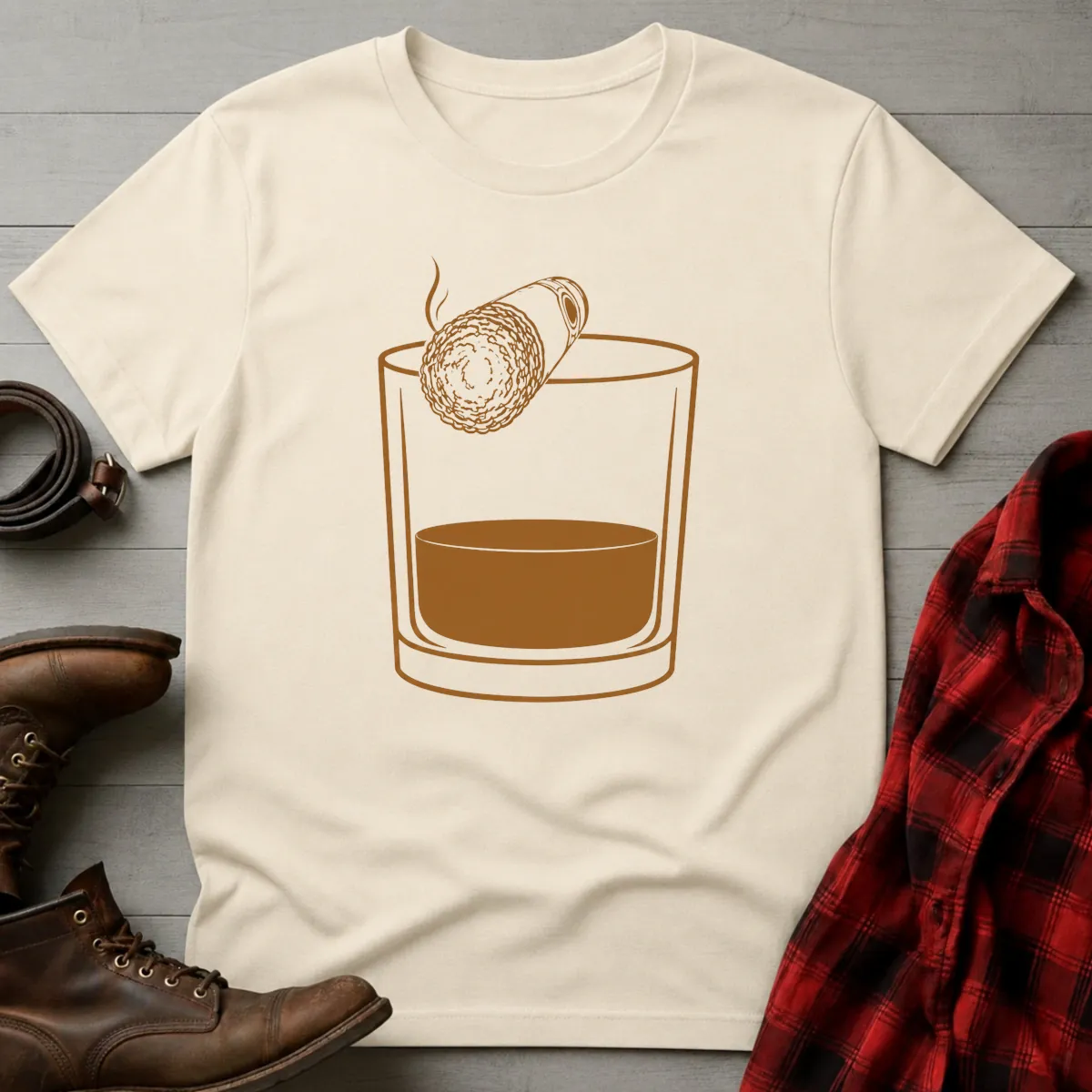 Whiskey Rocks Glass Resting Cigar T-Shirt