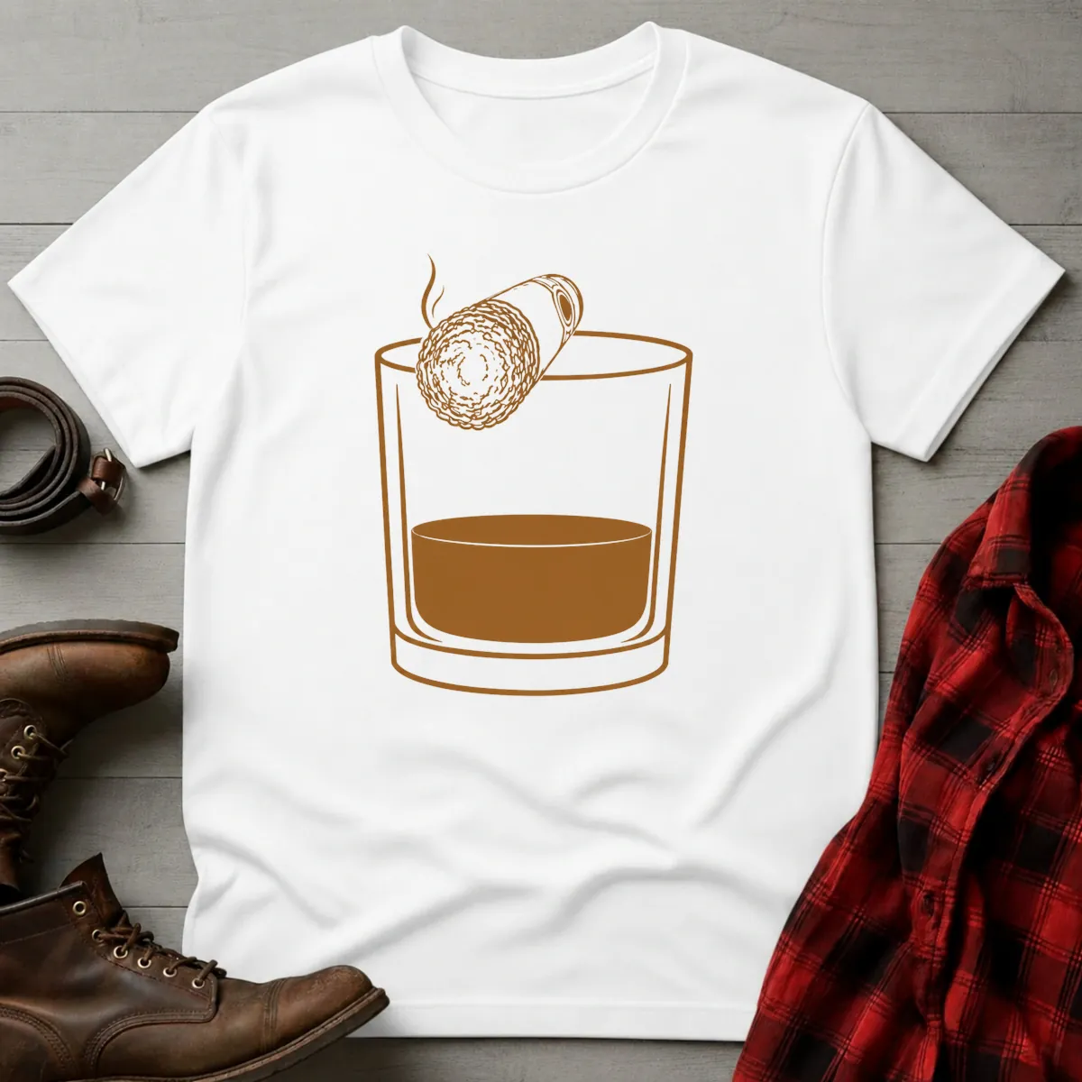 Whiskey Rocks Glass Resting Cigar T-Shirt