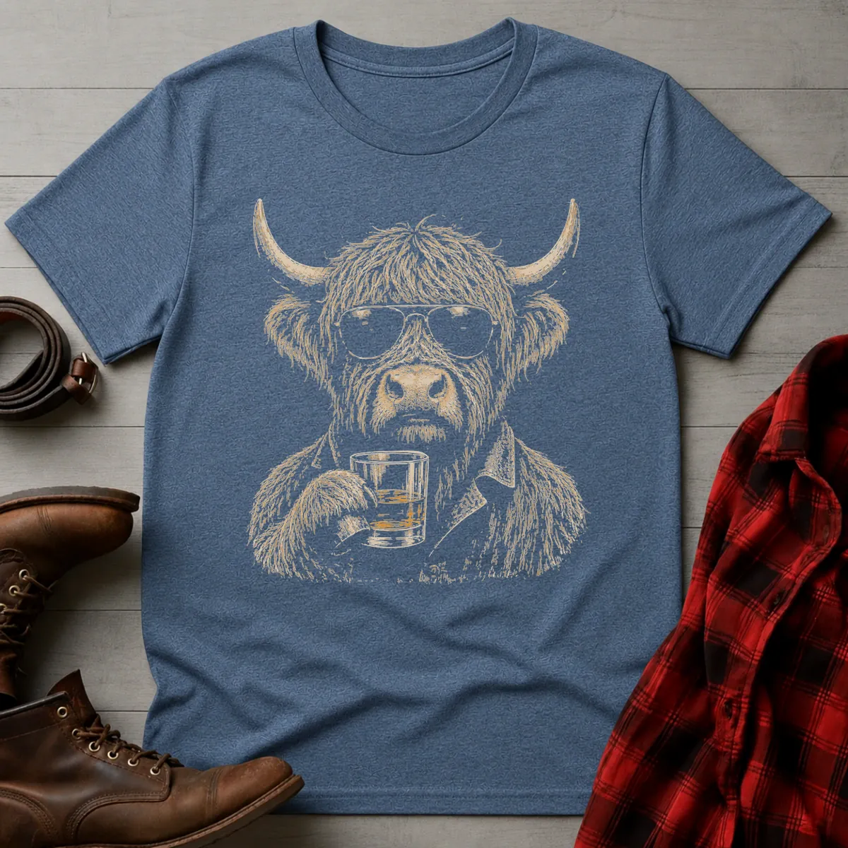 Cool Highland Cow Whiskey Toast T-Shirt