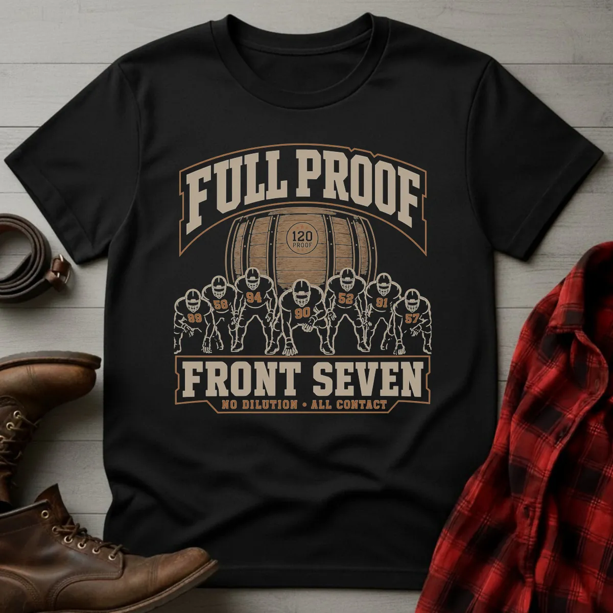 Bourbon Full Proof Front Seven Football T-Shirt