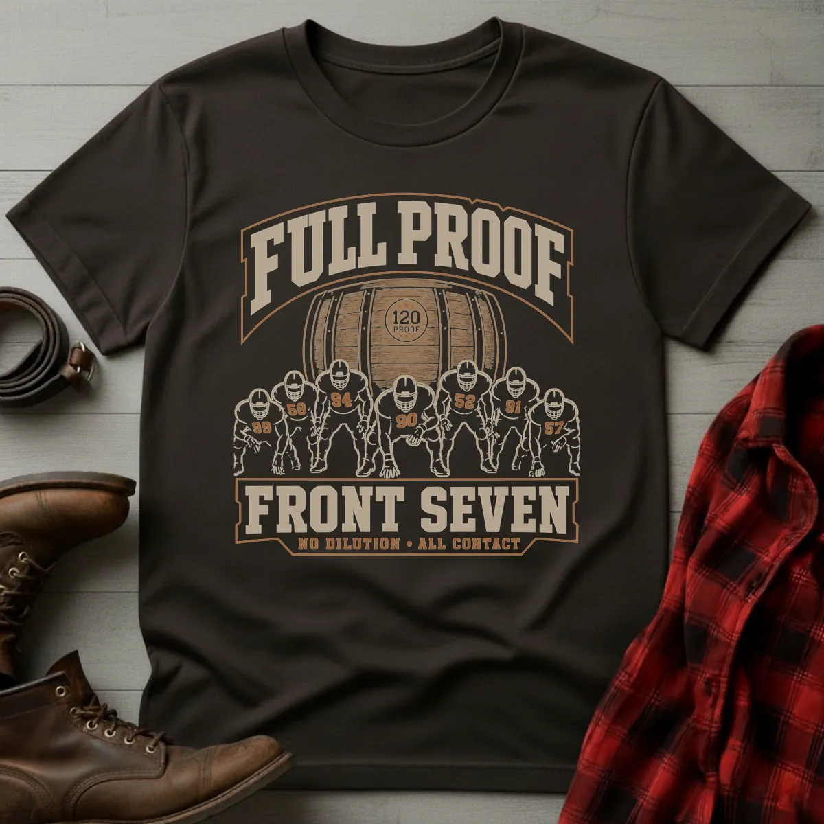 Bourbon Full Proof Front Seven Football T-Shirt