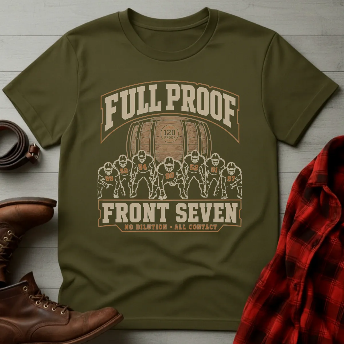 Bourbon Full Proof Front Seven Football T-Shirt
