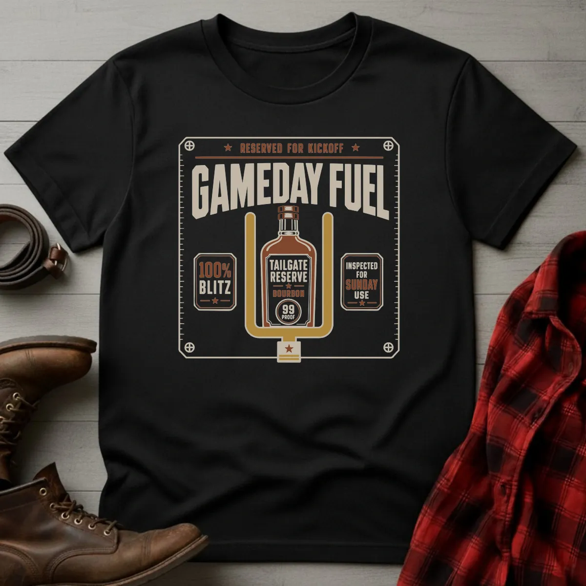 Bourbon Gameday Fuel Football T-Shirt
