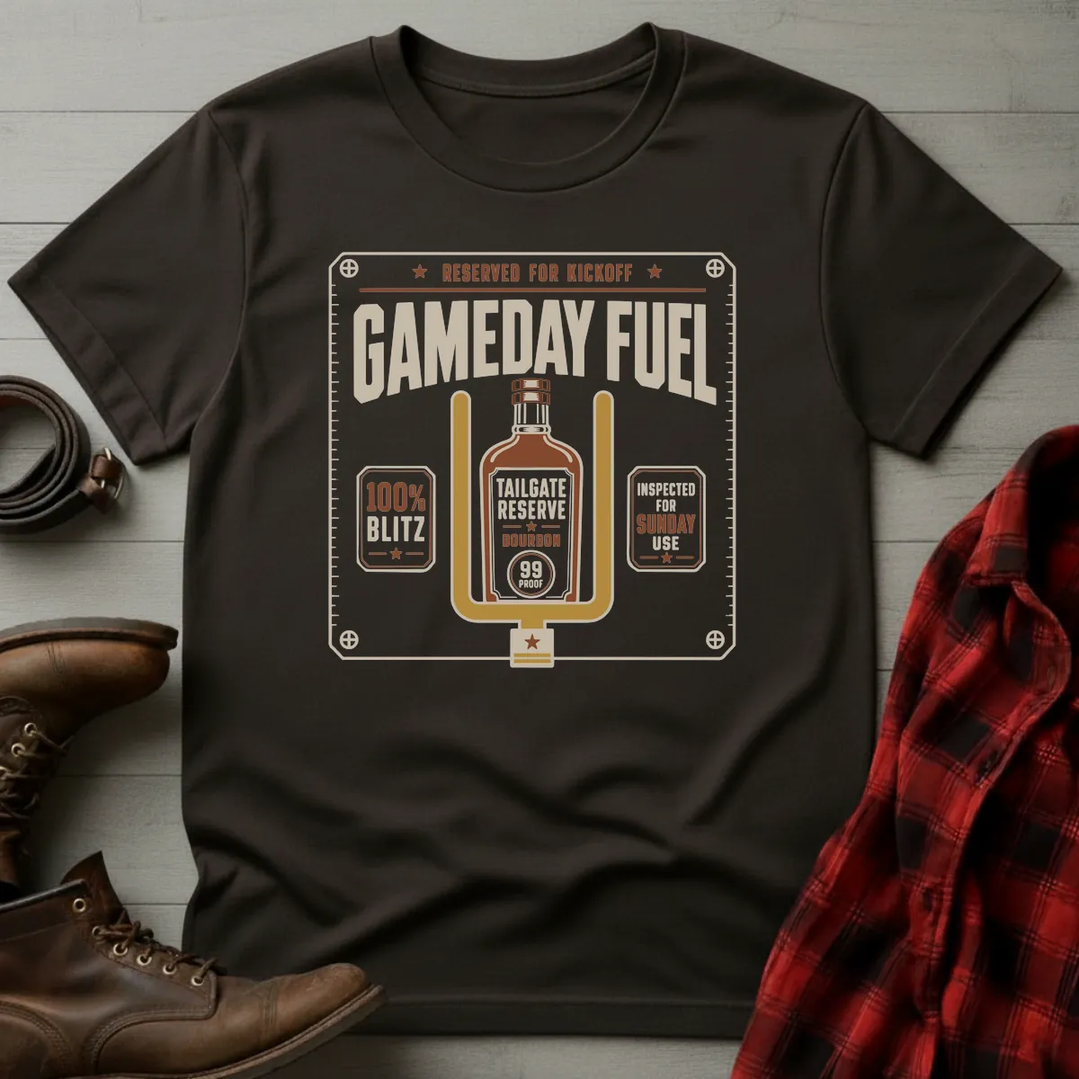 Bourbon Gameday Fuel Football T-Shirt