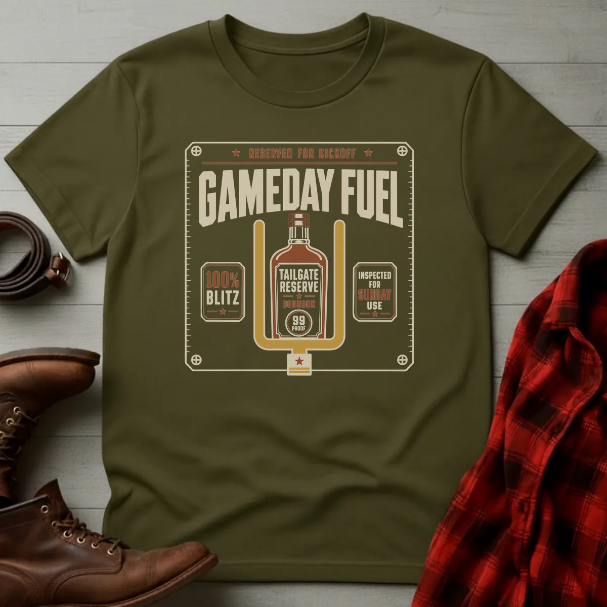 Bourbon Gameday Fuel Football T-Shirt