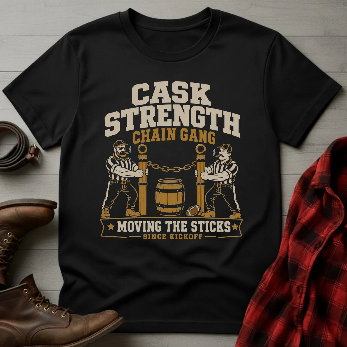 Bourbon Cask Strength Chain Gang Football T-Shirt