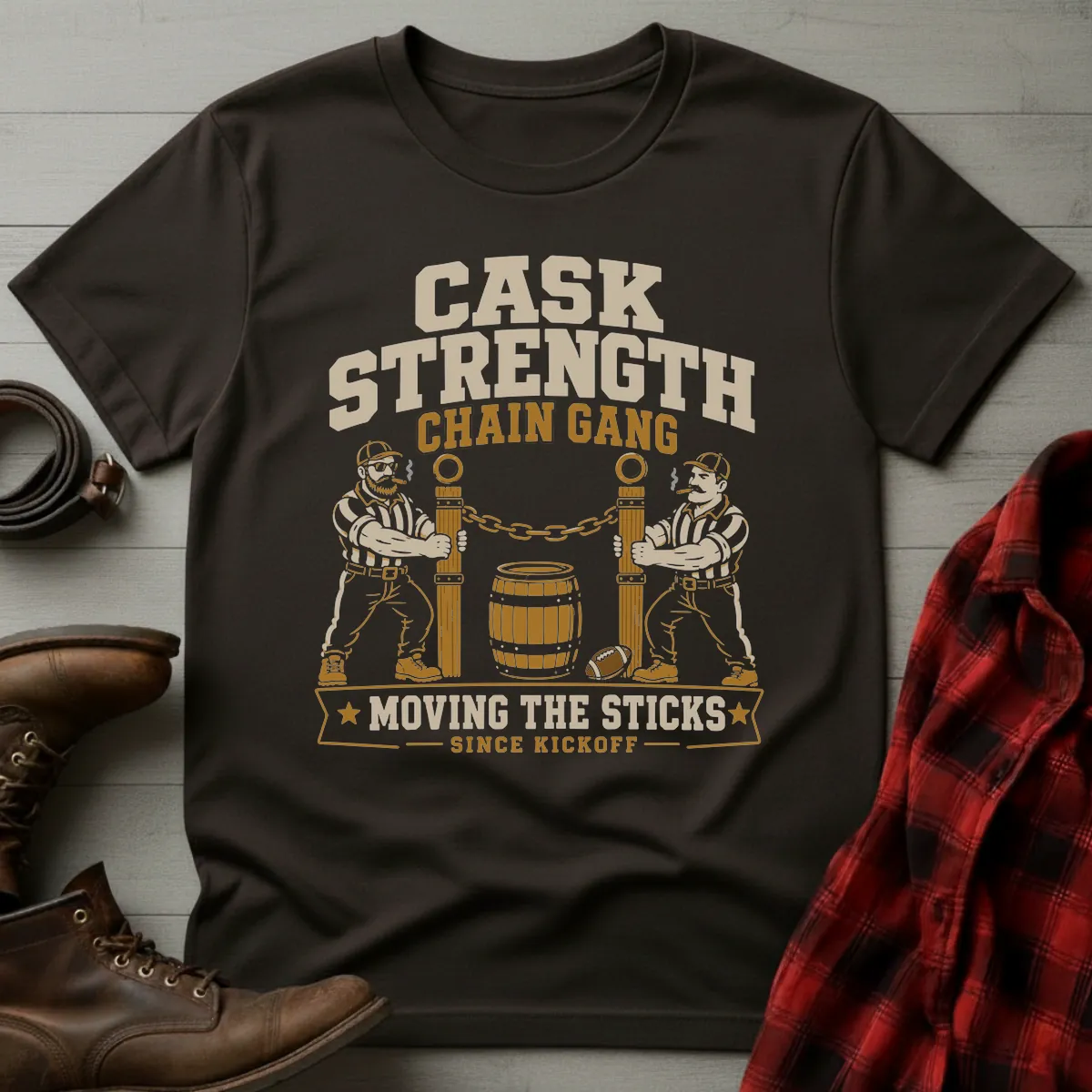 Bourbon Cask Strength Chain Gang Football T-Shirt