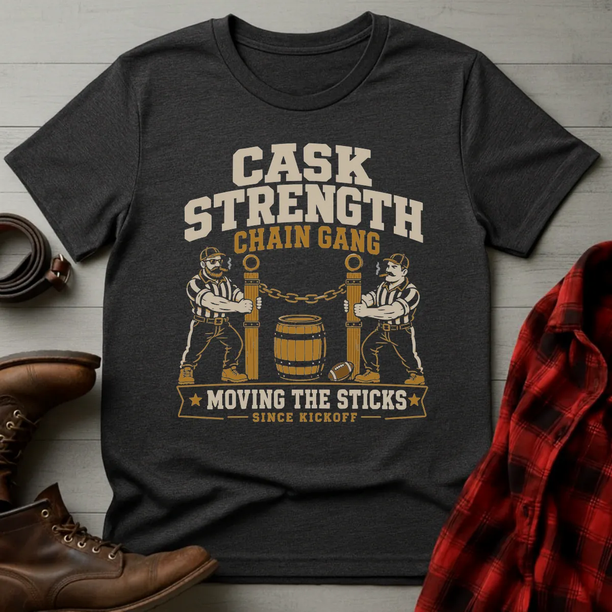 Bourbon Cask Strength Chain Gang Football T-Shirt