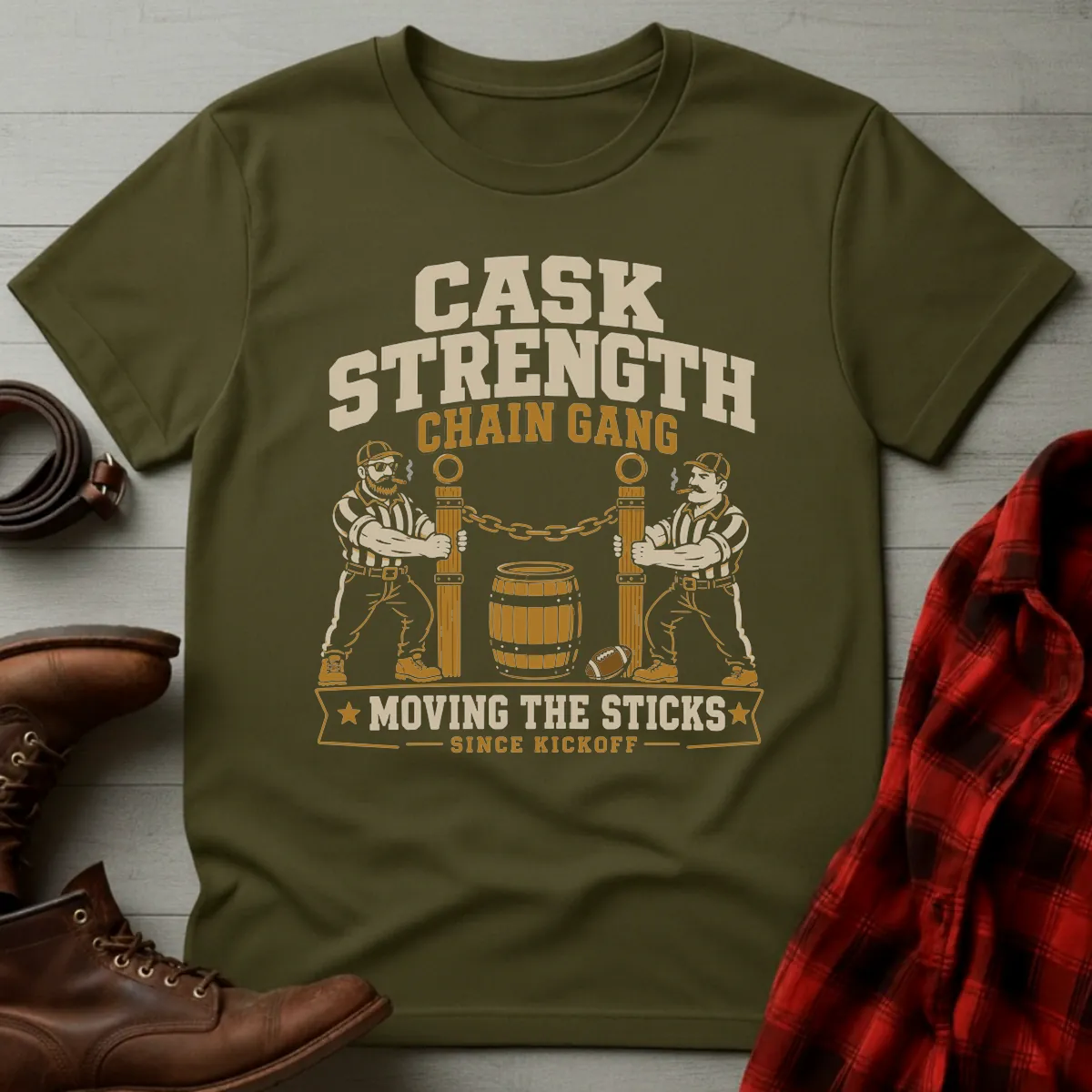 Bourbon Cask Strength Chain Gang Football T-Shirt