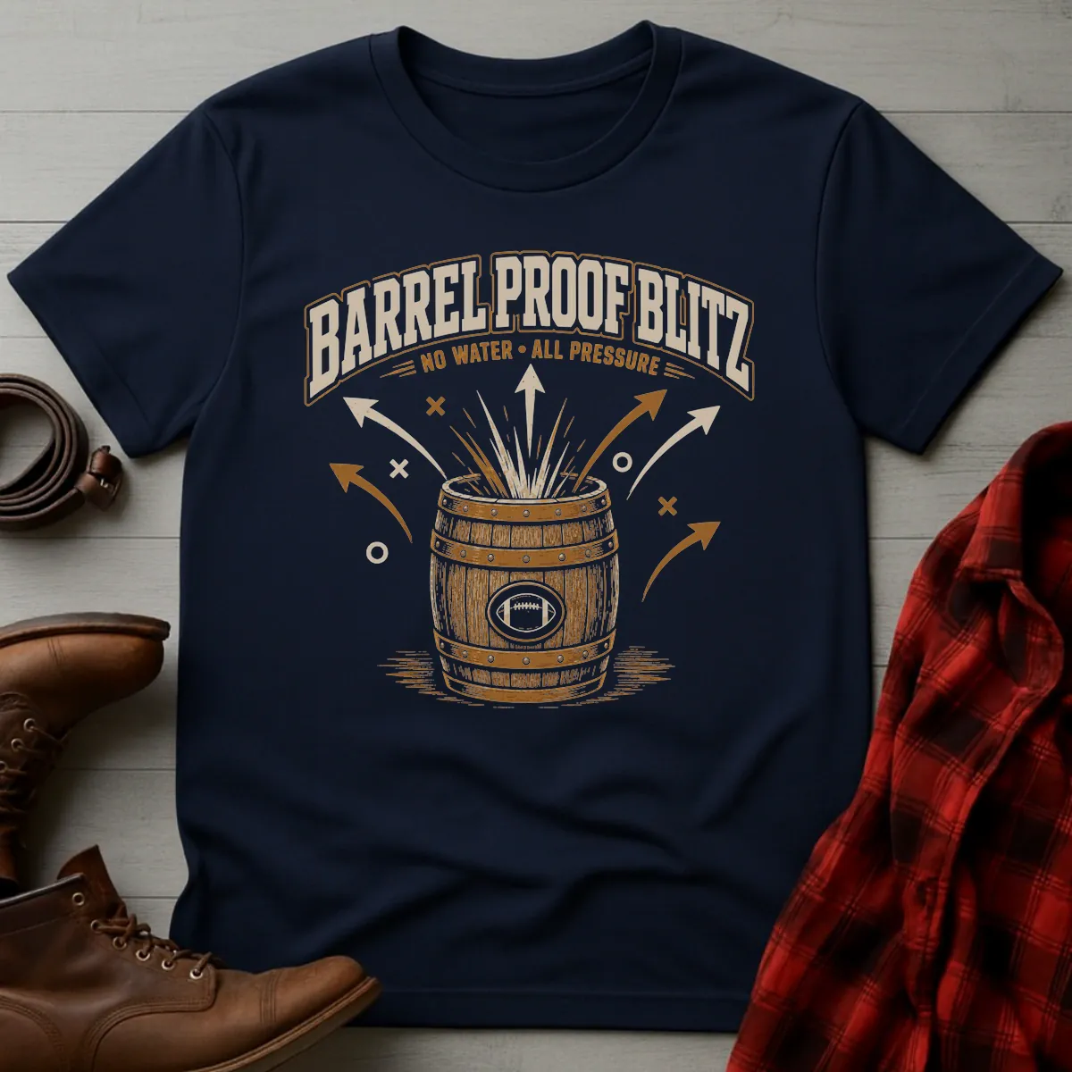Bourbon Barrel Proof Blitz Football T-Shirt