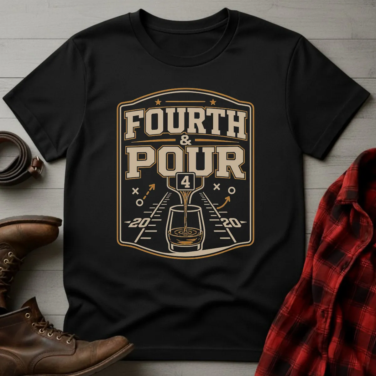 Bourbon Fourth Pour Football T-Shirt