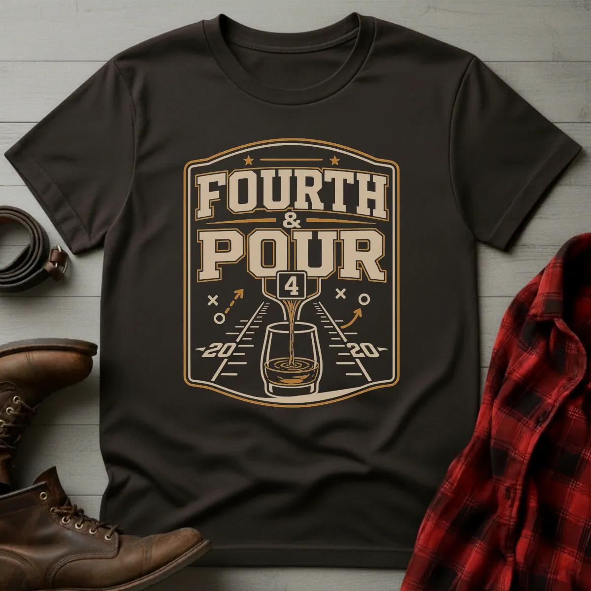 Bourbon Fourth Pour Football T-Shirt