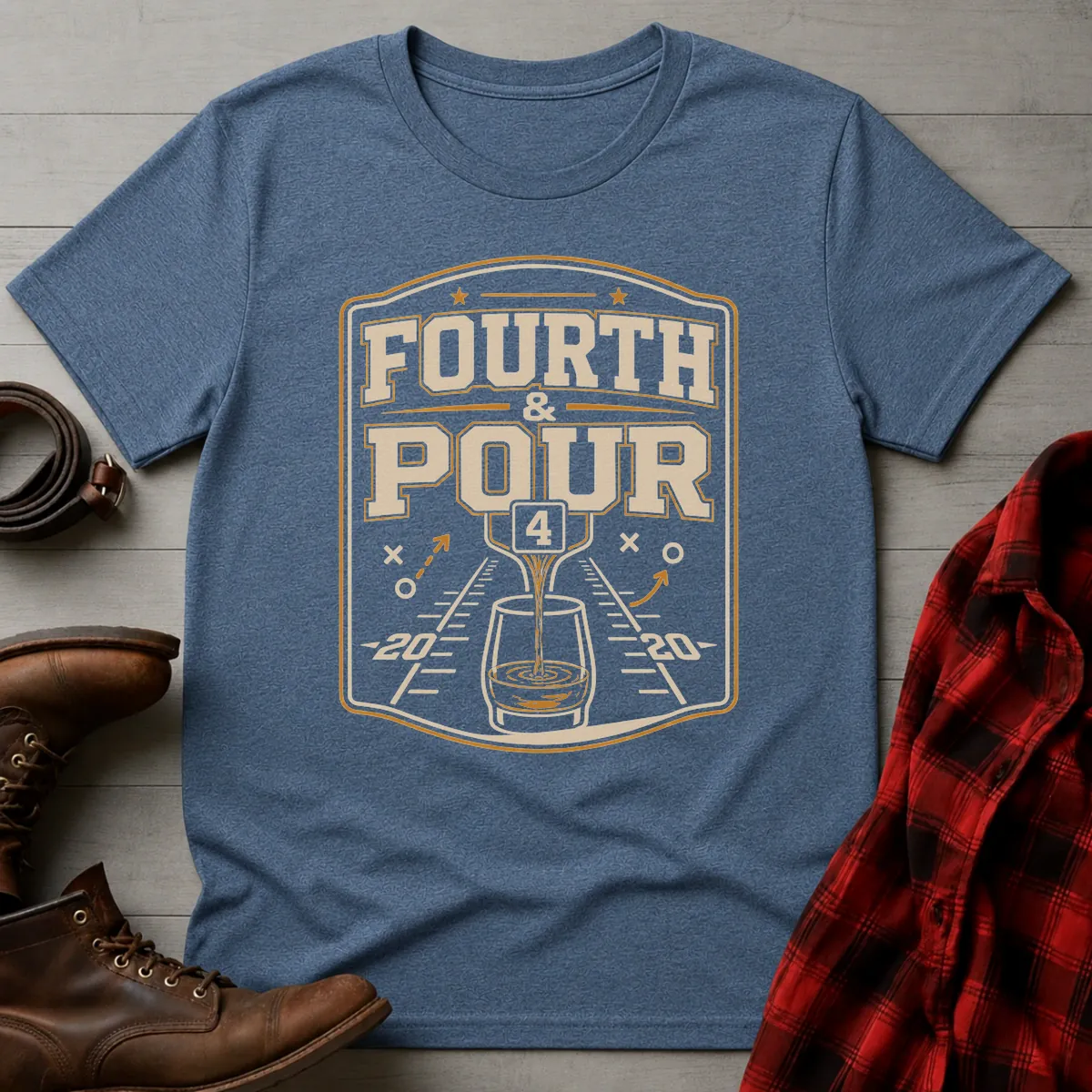 Bourbon Fourth Pour Football T-Shirt