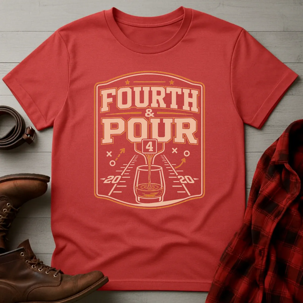 Bourbon Fourth Pour Football T-Shirt