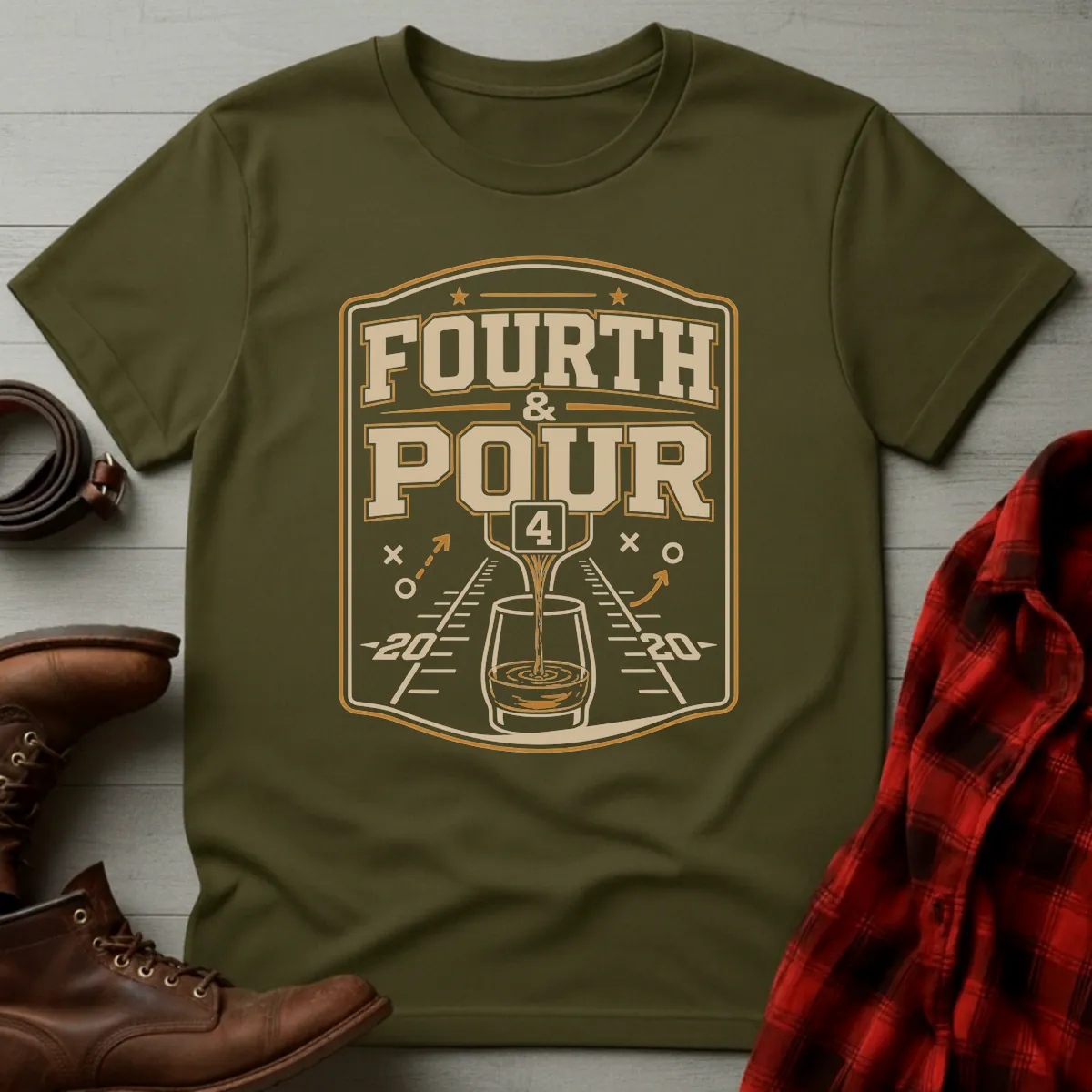 Bourbon Fourth Pour Football T-Shirt