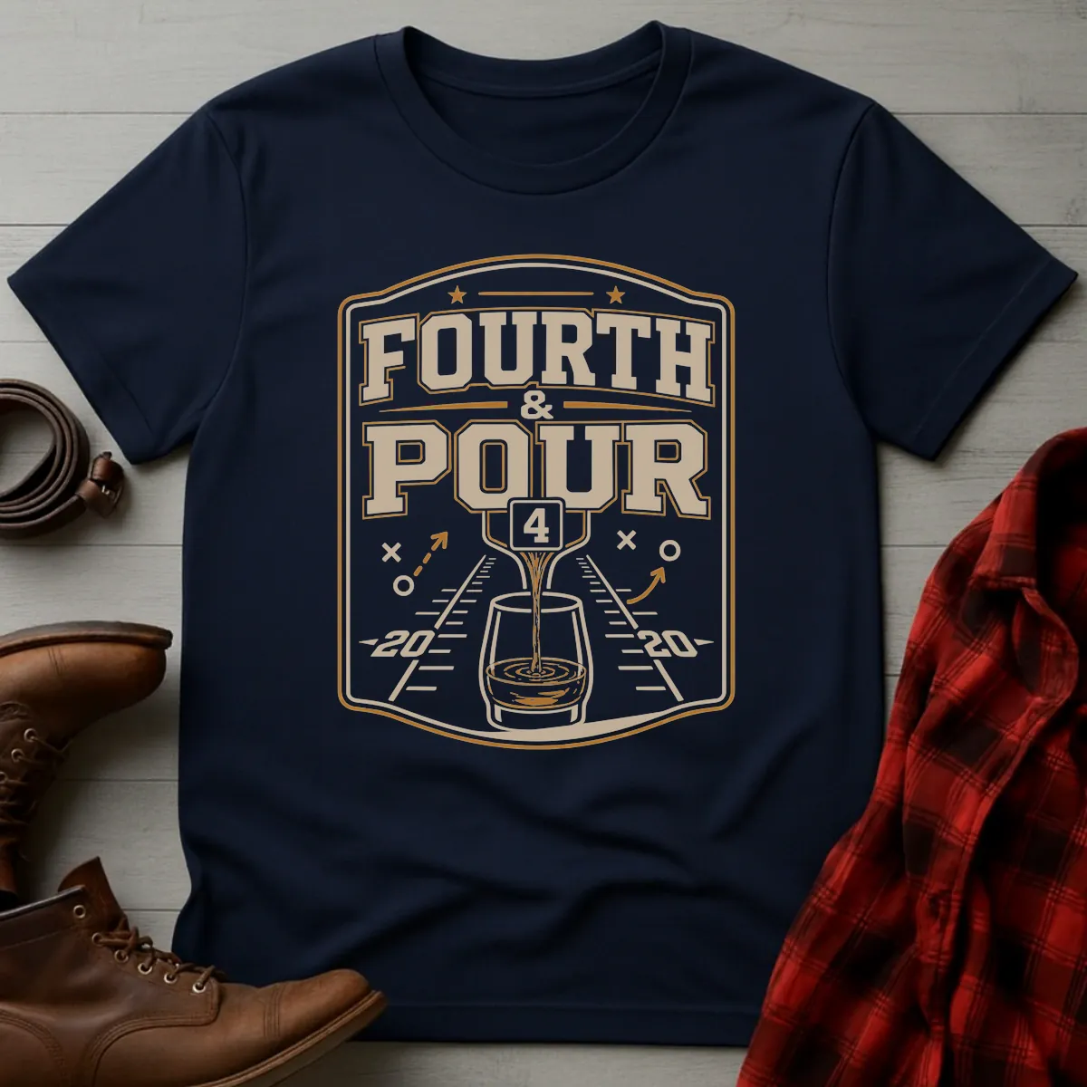 Bourbon Fourth Pour Football T-Shirt
