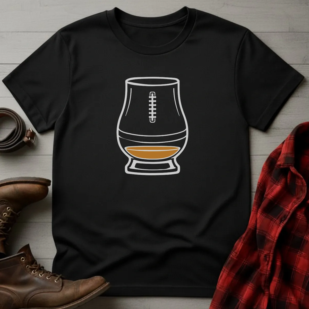 Football Whiskey Glass T-Shirt