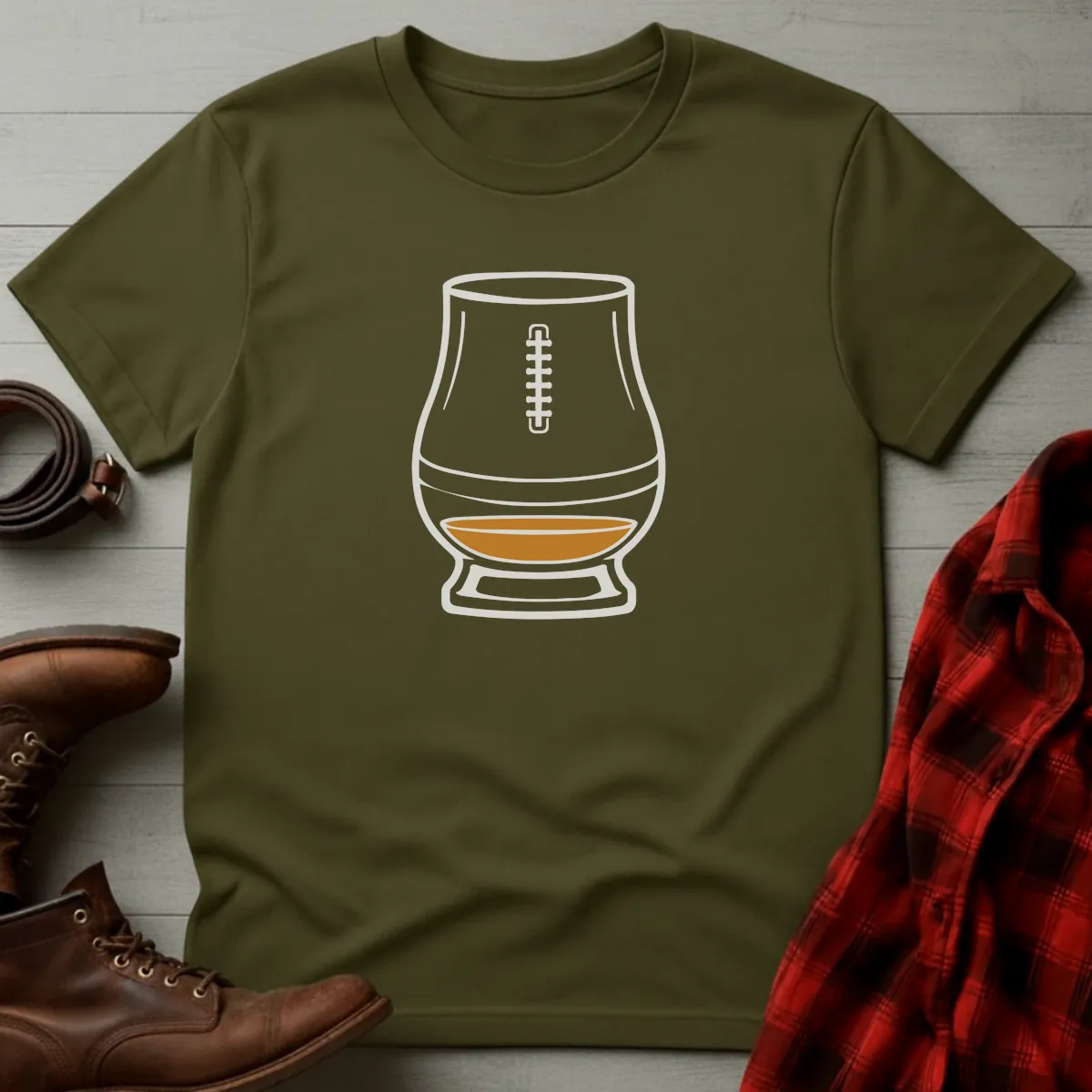 Football Whiskey Glass T-Shirt