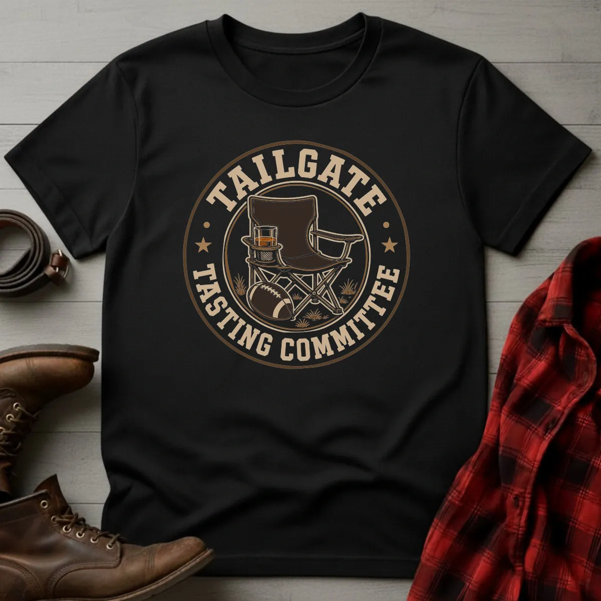 Bourbon Tailgate Tasting Committee Football T-Shirt