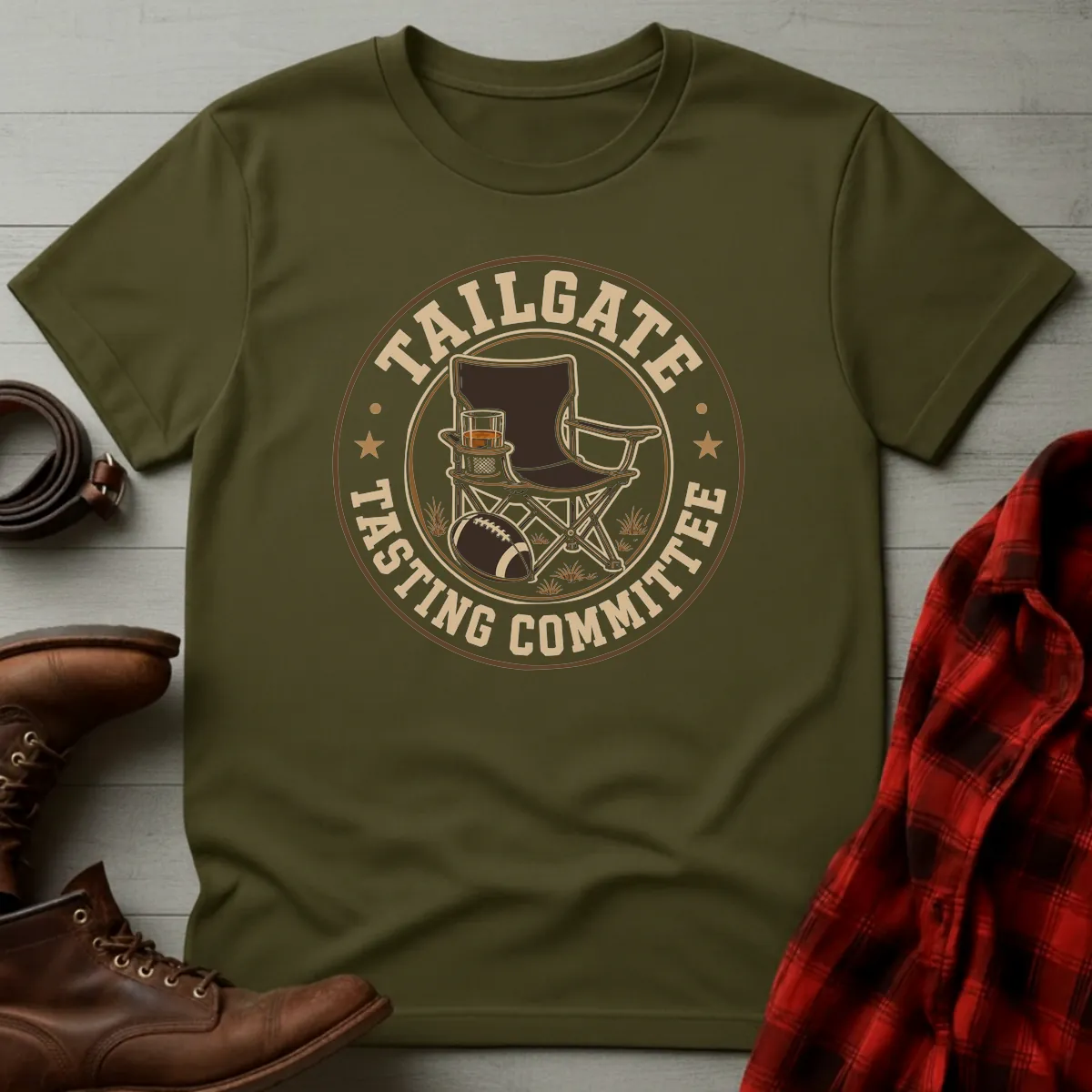 Bourbon Tailgate Tasting Committee Football T-Shirt