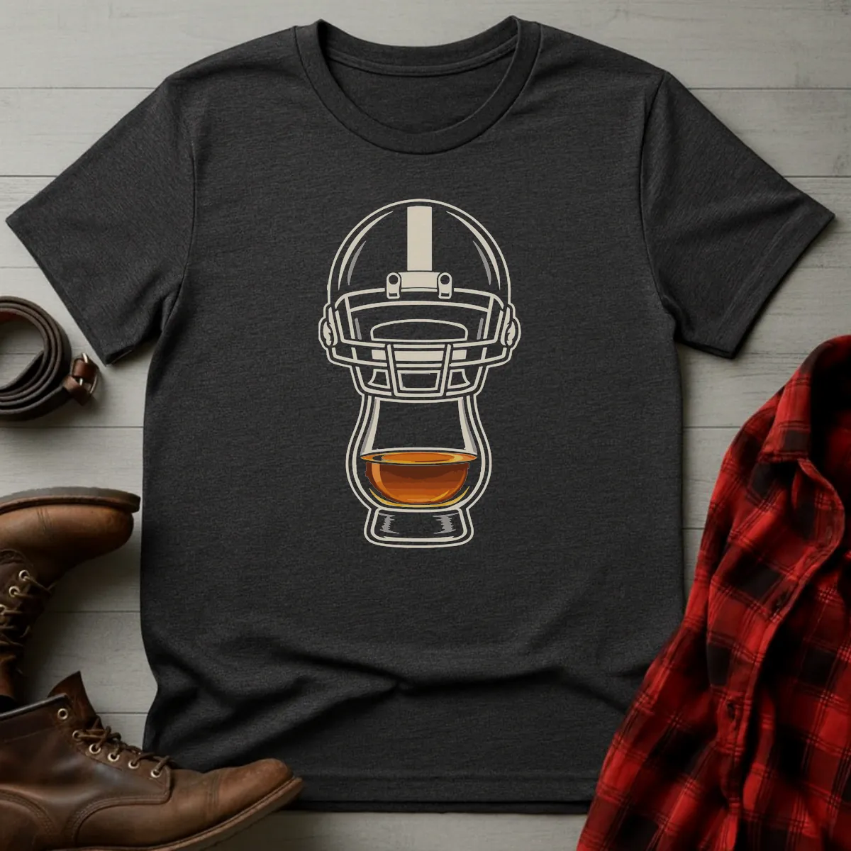 Bourbon Football Helmet Whiskey Glass T-Shirt