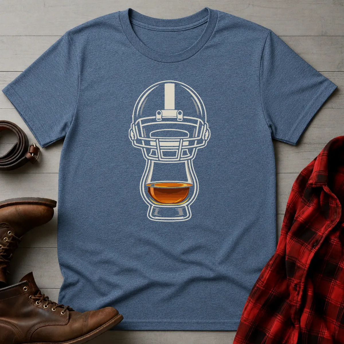 Bourbon Football Helmet Whiskey Glass T-Shirt