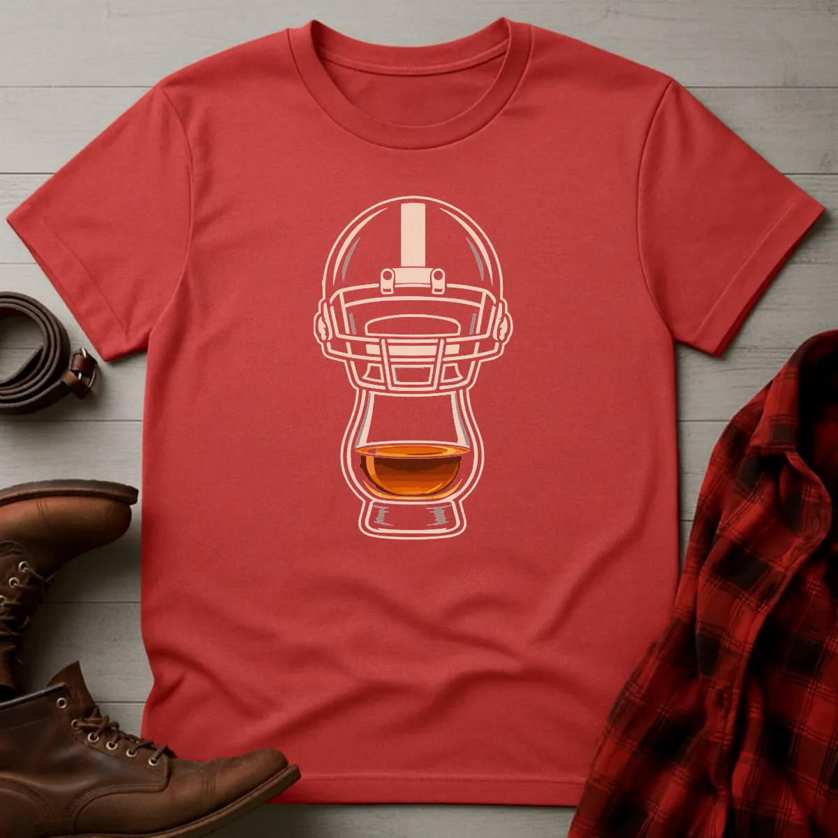 Bourbon Football Helmet Whiskey Glass T-Shirt – Cask & Cotton