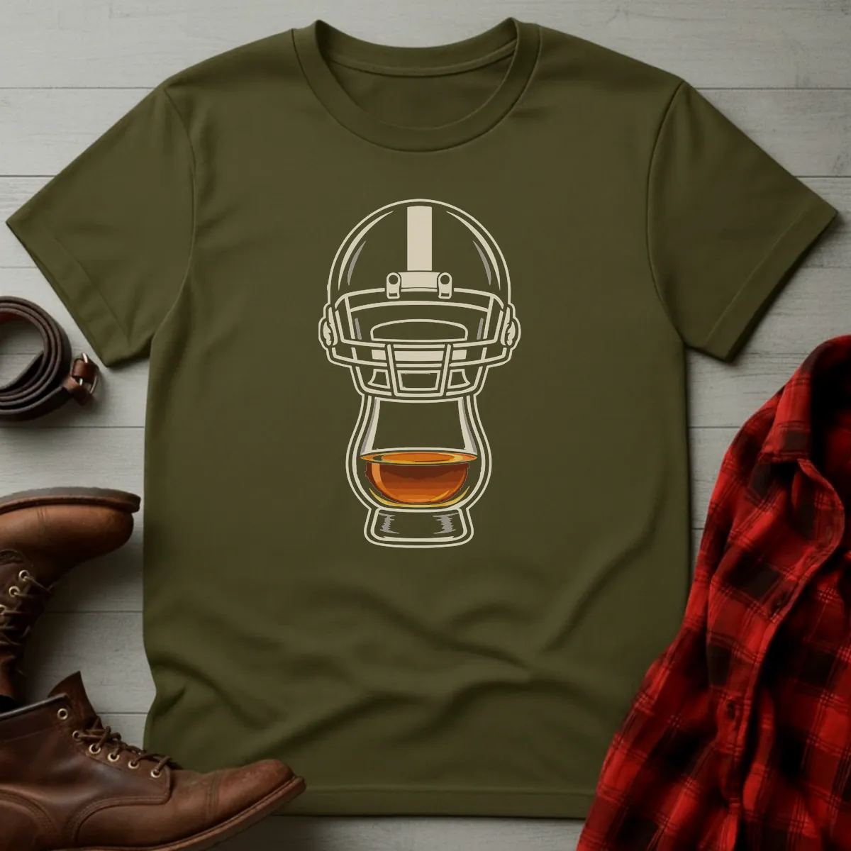 Bourbon Football Helmet Whiskey Glass T-Shirt