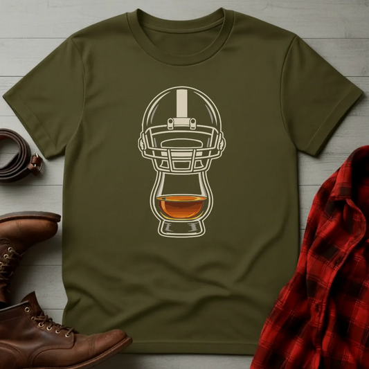 Bourbon Football Helmet Whiskey Glass T-Shirt – Cask & Cotton