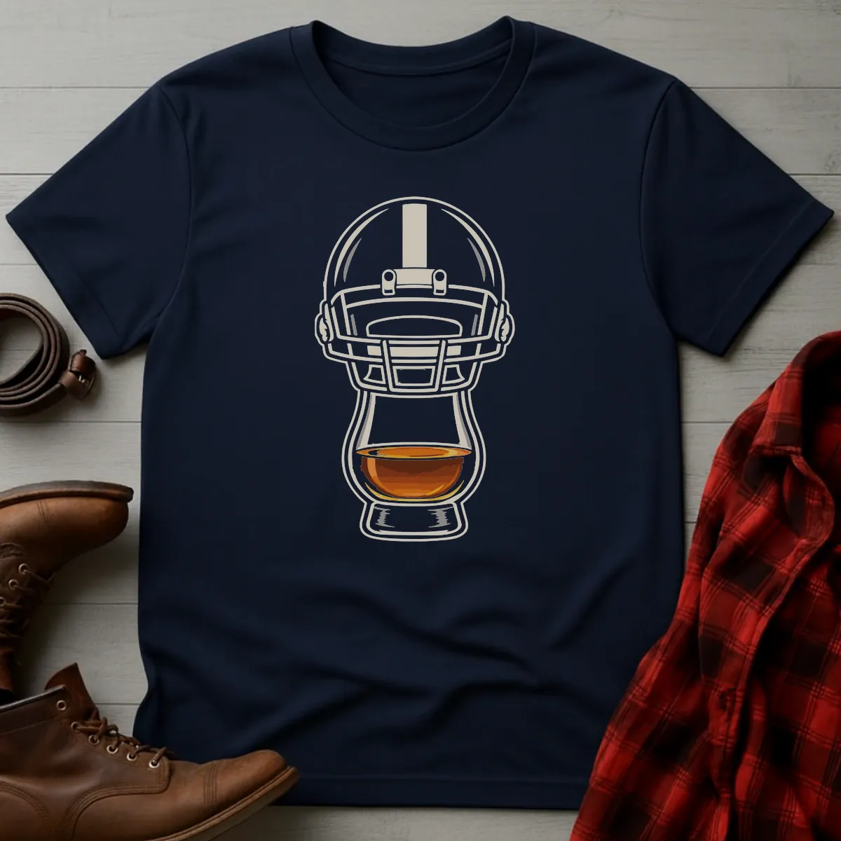 Bourbon Football Helmet Whiskey Glass T-Shirt