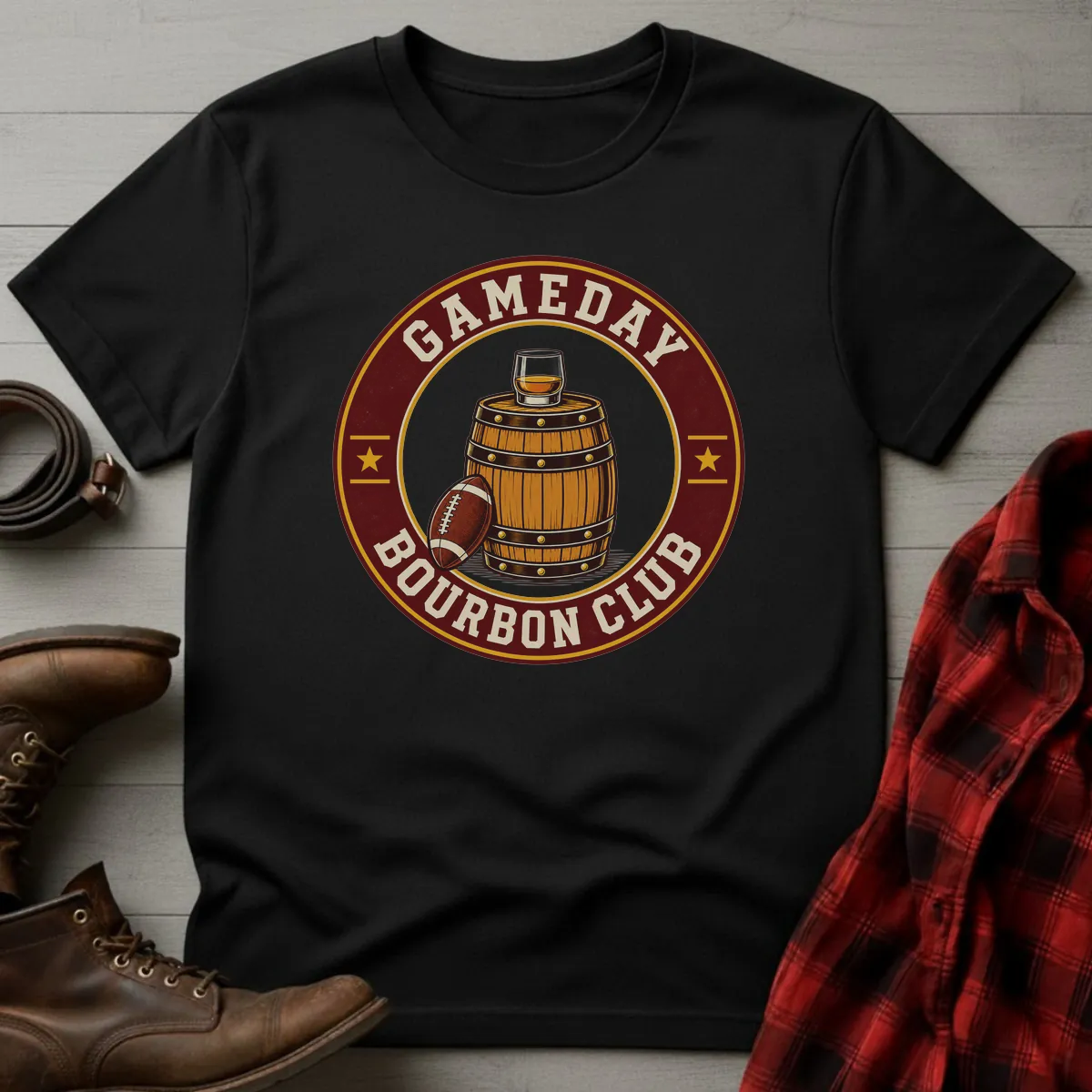 Gameday Bourbon Club Football T-Shirt